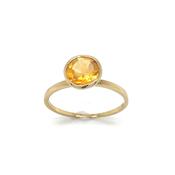 9ct Gold Rubover Set Solitaire Citrine Ring