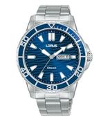 Gents Stainless Steel Lorus Blue Bezel And Dial Dated Watch image