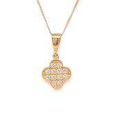 9ct Gold Pave CZ Clover Pendant image