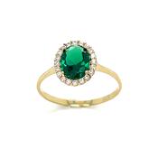 9ct Oval Cubic Zirconia Synthetic Emerald Cluster Dress Ring image