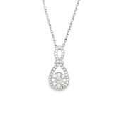Sterling Silver Cubic Zirconia Round Halo With Open Loop Pendant image