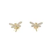 9ct Yellow Gold CZ Dragonfly Stud Earrings image