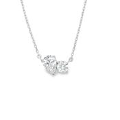 Sterling Silver Moi Et Toi Brilliant Cut and Pear Cubic Zirconia Necklet image