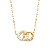 Burren 18ct Gold Plated Backyard Memories Stoned Set Interlined Circle Necklet image