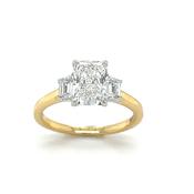 18ct Yellow Gold Radiant Cut Cultured Diamond Ring With Tapered Baguette Cut Shoulders 1.87ct image