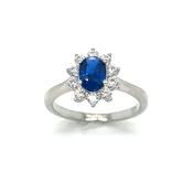 Sterling Silver Cubic Zirconia And Blue Stone Cluster Ring image