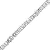 Sterling Siverl Cubic Zirconia Long Bar and Partnership Link Bracelet image