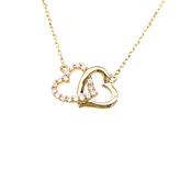 9ct Cubic Zirconia 2 Heart Link Necklet image