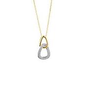 9ct Yellow Gold CZ Set Double Pyramid Necklet and Earring Set image