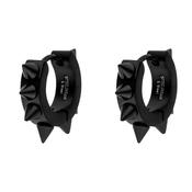 Gents Steelwear Black Stainless Steel Spiky Hoop Earrings image