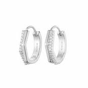 Sterling Silver CZ/Polished Hoop Earrings image