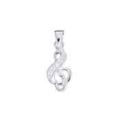 Sterling Silver CZ Set Treble Clef Pendant image
