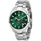 Gents Stainless Steel Maserati Attrazione Green Dial Chronograph Watch