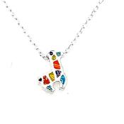 Sterling Silver Multicoloured Enamel Llama Necklet image