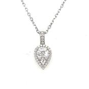 Sterling Silver Cubic Zirconia Pear Halo Necklet With Stone Set Baile image