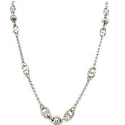 Sterling Silver Cubic Zirconia &amp; Polished Coffee Bean Scatter Link Necklet image
