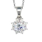 Sterling Silver Round CZ Flower Cluster Pendant image