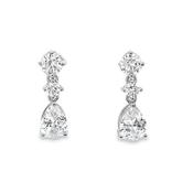 Sterling Silver Round and PEar Cut CZ Drop Earrings image
