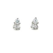 Sterling Silver CZ Heart Crown Stud Earrings image