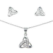 Sterling Silver Open CZ Trinity Knot Pendant and Earring Set image