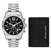 Gents Stainless Steel Michael Kors Lexinton Watch &amp; Wallet Set image
