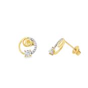 9ct Cubic Zirconia Open Circle Swirl Earrings
