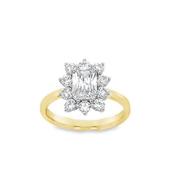 9ct Cubic Zirconia Emerald Cut Flower Cluster Ring image
