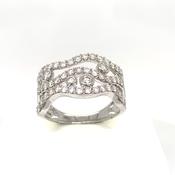 9ct White Gold 3row Open Fancy 1.00ct Damond Ring image