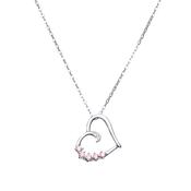Sterling Silver Pink CZ Heart Necklace