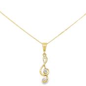 9ct Cubic Zirconia Treble Clef Pendant image