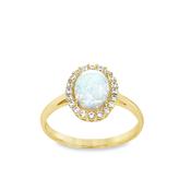 9ct Opal Ring With Cubic Zirconia Halo