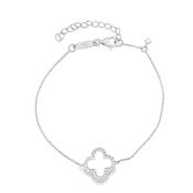 Sterling Silver Cubic Zirconia Clover Bracelet