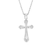 Sterling Silver Dotted Edge Cross
