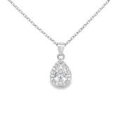 Sterling Silver CZ Pear Halo