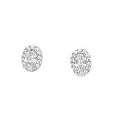 Sterling SIlver CZ Oval Halo Earrings