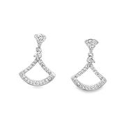Sterling Silver CZ Open Fan Drop Earrings image