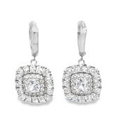 Sterling Silver Fancy Antique Style Square Drop Earrings image