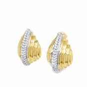 Sterling Silver Gold Plated CZ Ribbed Bubble Hoop image