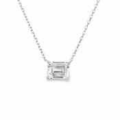 Sterling Silver Emerald Cut CZ Necklet
