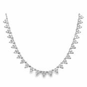 Sterling Silver Graduated CZ Fan Necklet