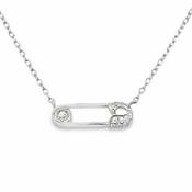 Sterling Silver CZ Paperclip Necklet image
