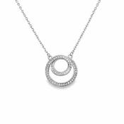 Sterling Silver CZ Double Circle Swirl Necklet image