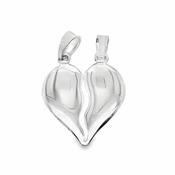 Sterling Silver Polished Broken Heart Pendant with Double Baile