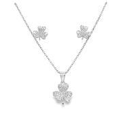 Sterling Silver Pave CZ Shamrock P/dant / E/rg