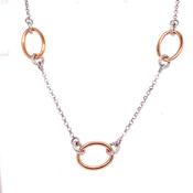 Sterling Silver/Rose Plated Oval and Round Link Necklet image