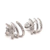 9ct White Gold Diamond And Plain Huggie .13ct Earring image