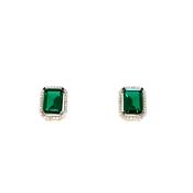 9ct Square Cluster Emerald/Diamond Earring .16ct image