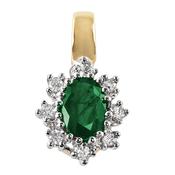 9ct Emerald And Diamond Oval Cluster .08ct Diamond Pendant image