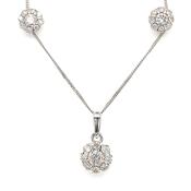 9ct White Gold Diamond Pendant And Earring Set image
