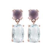 9ct Rose Gold Blue Topaz/Amethyst Drop Earring image
